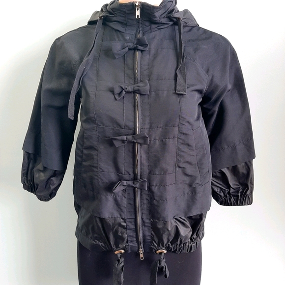 MQUEEN black jacket with bows and hood - Picture 2 of 11
